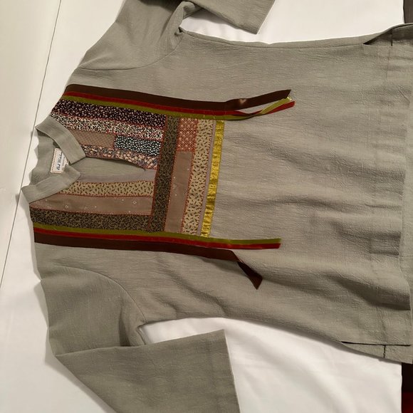 Bird Watchers Linen Pullover 3/4 Sleeve Top [WM Sz M] - Picture 6 of 9